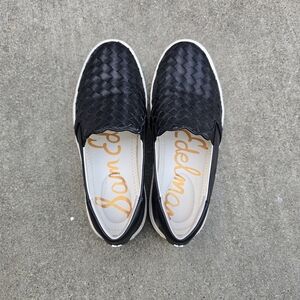 Sam Edelman Black Woven Slip-On Shoes